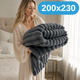 Мягкий двусторонний плюшевый меховой плед 200×230 см, 1200 г, темно-серый KT9001035 - изображение 1