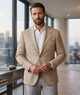 Мужской льняной пиджак M&S Autograph из ткани Emmetex бежевый р. M - изображение 1