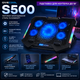 Підставка для ноутбука Givecool S500 з RGB-підсвіткою 5 вентиляторів для пристроїв до 18 дюймів чорна - зображення 4