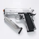 Стартовий пістолет Kuzey 911-SX#1 + 50 патронів, Colt M1911 Matte Chrome Plating/Black Grips - изображение 4
