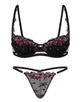 Комплект Cherry Pop Embroidery Adjustable V-String Unlined Victoria’s Secret Чорний 36D-L - изображение 4