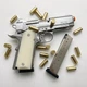 Стартовий пістолет Kuzey 911-SX#3 + 50 холостих патронів, Colt M1911 Shiny Chrome Plating/White Grips - изображение 2