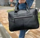 Чоловічий шкіряний портфель для ноутбука та документів чоловіча шкіряна сумка на плече чорний ОВ-1177 - изображение 2