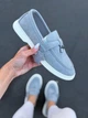 Лоферы женские из замши светло-серые классические 40 25,5 см. - изображение 1