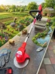 Газонокосарка акумуляторна BOSCH EASY 23-045 24 В 6 А·год з колесами тример для трави 800 Вт електрокоса 8000 об хв садова косарка телескопічна 92-122 см ніж бездротовий інструмент для газону бур'янів саду дачі з 2 АКБ диском ножами - зображення 9