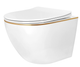 Подвесной унитаз Rea Carlo Mini Tornado NFQ безободковый 49x35,5 см white с кромкой gold REA-C6801 - изображение 1