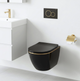 Подвесной унитаз Rea Carlo Mini Tornado Flat безободковый 49x36 см black с кромкой gold REA-C4695 - изображение 2