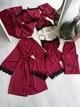 Жіночий комплект четвірка халат майка шорти штани Eleanor Collection M Бордовий - зображення 1
