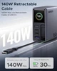 Зарядное устройство UGREEN Nexode Pro 160W с выдвижным кабелем, умным дисплеем и управлением с помощью приложения, 4-портовый GaN поддерживает AVS PD 3.1 и QC4.0 - изображение 8