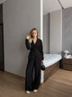 Молодежный легкий летний женский костюм лен жатка удобный костюм-двойка повседневный стильный 42-44 Черный - изображение 4
