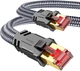 Мережевий кабель Snowkids Cat 8 RJ45, 5 м, 40 Гбіт/с, 2000 МГц, S/FTP, плоский, сірий - зображення 1