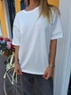 Жіноча бавовняна футболка оверсайз, Молочний One Size (42-48) Oversize - зображення 9