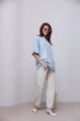 В'язана кофта oversize з коротким рукавом - блакитний цвет, ONE SIZE (є розміри) - зображення 3