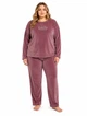 Піжама жіноча Pijamoni 5XL велюрова Пудровий кофта зі штанами - изображение 1
