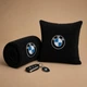 Плед та подушка автомобільні з вишивкою логотипа BMW Чорний + Чохол для зберігання (0707) - зображення 5