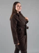 Жіночий теплий кардиган коричневий з поясом на гудзиках (NA5005) XL - зображення 3