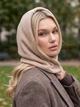 Женский капор Wool с экомеха на кнопках бежевый - изображение 2