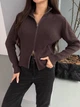 Кофта жіноча на блискавці з в'язаного трикотажу One size Коричнева (2503) - зображення 7