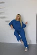 Спортивный костюм женский двойка из микровельвета со свитшотом и брюками-джоггерами больших размеров G&M k-132564 58-60 Размер цвет джинс - изображение 4