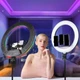 Студийная кольцевая LED-лампа Cat Design 45 см, розовая, 3 держателя, высокая стойка, пульт - изображение 3