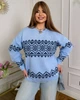Свитер женский теплый с этническим орнаментом голубого цвета 39426 One Size - изображение 1