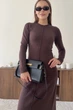 Сукня в'язана максі з декоративним швом DR040 2607348641407 M/L Коричневий - изображение 2
