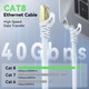 Ethernet-кабель BUSOHE Cat 8 плоский белый с коннекторами RJ45 длиной 15 м скорость передачи данных 40 Гбит/с только кабель без креплений - изображение 2