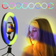 Кольцевая светодиодная цветная лампа RGB LED MJ26 26 см Лампа для блогеров - изображение 6