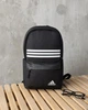 Рюкзак Adidas черный с фирменными полосками, городской, спортивный, с карманами на молнии - изображение 2