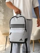 Рюкзак Adidas белый с фирменными полосками, городской, спортивный, с карманами на молнии - изображение 3