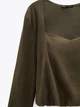 Блузка-лонгслів Zara 1165/694/527 Хакі Розмір M Довгі рукави Квадратний з легким закругленням виріз горловини - зображення 7