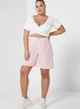Шорты женские Missguided Curve Tailored Longline светло-розовый полиэстер удлиненный фасон высокая талия классический крой размер UK 10 / EU 38 - изображение 1