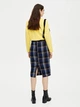 Юбка миди Pull & Bear 9398/382/400-AAPI прямая в клетку тартан синяя размер L с ремнем на талии и высокой посадкой 100% хлопок - изображение 5