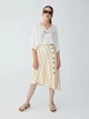 Юбка Pull & Bear 9398/358/712-AESM бежевая в полоску миди асимметричный крой низа размер M с пуговицами по передней части и поясом завязкой на талии - изображение 2