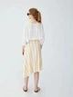 Юбка Pull & Bear 9398/358/712-AESM бежевая в полоску миди асимметричный крой низа размер M с пуговицами по передней части и поясом завязкой на талии - изображение 5