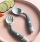 Ложка и вилка детские силиконовые гибкие набор BPA-free безопасный силикон длина 14 см эргономичная ручка для малышей (90pd) - изображение 3