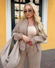 Костюм женский брючный двойка больших размеров из замши на дайвинге с бомбером на молнии и широкими брюками G&M k-132472 54-56 Размер цвет бежевый - изображение 2