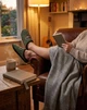 Мужские тапочки домашние тапки фетровые комнатные паркетка с закрытым носком ручной работы натуральный фетр обувь для дома износостойкие комфортная посадка дышащие Best Dad Ever размер 40-41 зеленый - изображение 14
