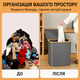 Корзина для хранения одежды вещей в гардеробе для стирки белья складная органайзер с крышкой и бамбуковыми ручками,серая LB-45 - изображение 10
