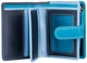 Женский кожаный кошелек из натуральной кожи вертикальный для карт с RFID защитой, кнопка, голубой мультиколор 61260 - изображение 3