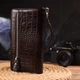 Женский кошелек-клатч Canpellini из натуральной кожи с тиснением коричневый большой на молнии для карт 55581 - изображение 8