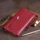 Женский клатч ST Leather для карт из натуральной кожи бордовый большой на кнопке с ремешком 19х9 5х2 5 см 56536 - изображение 10