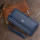 Женский кошелек-клатч ST Leather из натуральной кожи темно-синий большой длинный на молнии для карт и магните 20х10х2 см 56541 - изображение 9