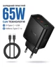 Зарядний пристрій 65W GaN 2 USB-C USB-A швидка зарядка для телефона ноутбука МЗП Hoco з кабелем Type-C Чорний - зображення 1