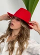 Шляпа Федора унисекс с устойчивыми полями FeltHat красная - изображение 2