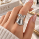 Винтажная женская кольца «Корсет» с серебристым дизайном и бантом, регулируемый размер - изображение 2