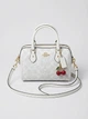 Жіноча біла сумка Coach Micro Bennett Satchel in Signature Canvas з брелоком «Вишеньки». сумка коач з фірмовим візерунком C - изображение 1