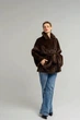 Зимняя женская двусторонняя дубленка-шуба UF-Fashion N88V 40 шоколадный - изображение 5