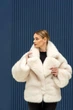Женская зимняя экошуба двухсторонняя UF-Fashion N74V 42 молочный - изображение 3