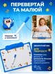 Детская игровая доска 2 в 1 интерактивная для детей магнитная учебная развивающая музыкальная для рисования изучение букв цифр украинского алфавита букв слов обучение развитию логики моторики памяти чтения со звуками светом от 2 лет синяя (SK 0020) - изображение 4